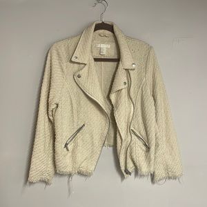 H&M cream colored tweed zipper blazer size us12